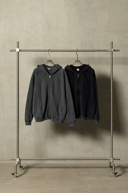 Structured Panel | Baggy Zip-Up Hoodie - Santo 