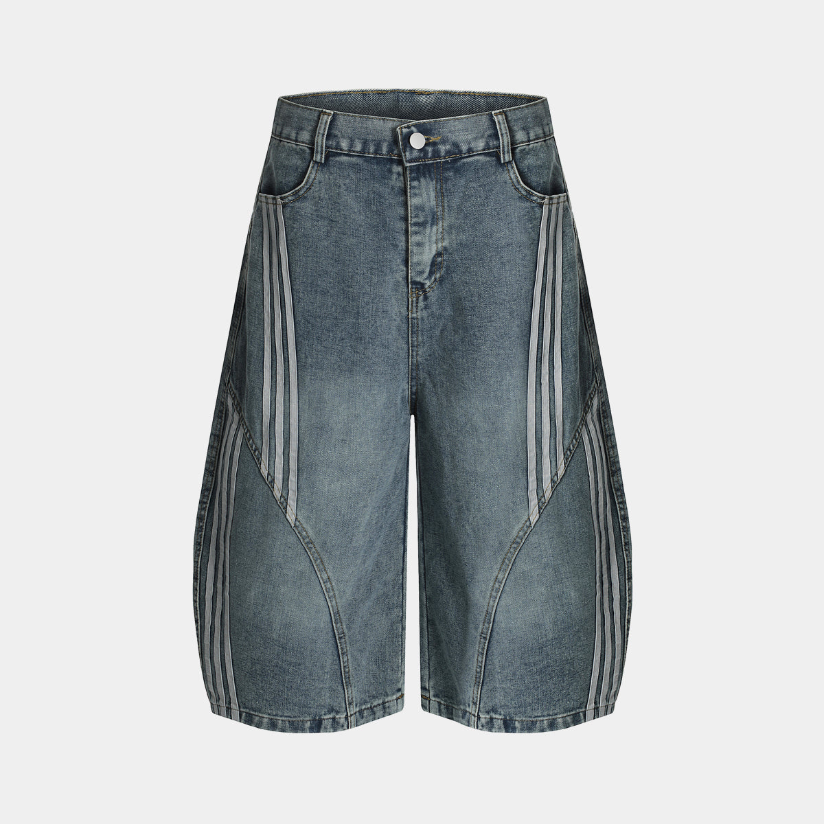 Vintage Stripe | Washed Denim Shorts - Santo 