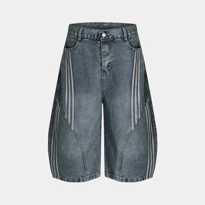 Vintage Stripe | Washed Denim Shorts - Santo 