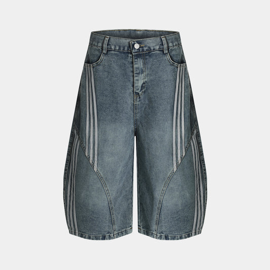 Vintage Stripe | Washed Denim Shorts - Santo 