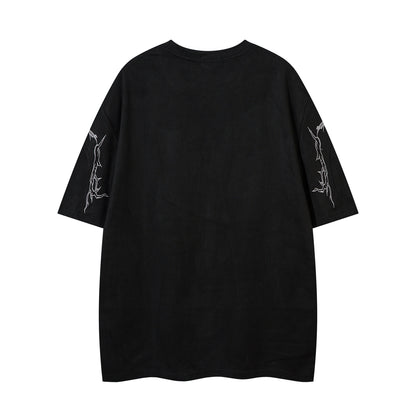 Thorn Embroidery Suede T-Shirt