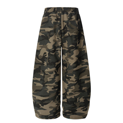 Retro Patchwork Embroidered Camouflage Barrel Pants