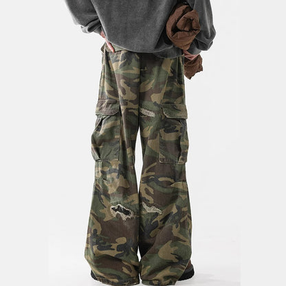 Ripped Camouflage Flared | Cargo Pants - Santo 