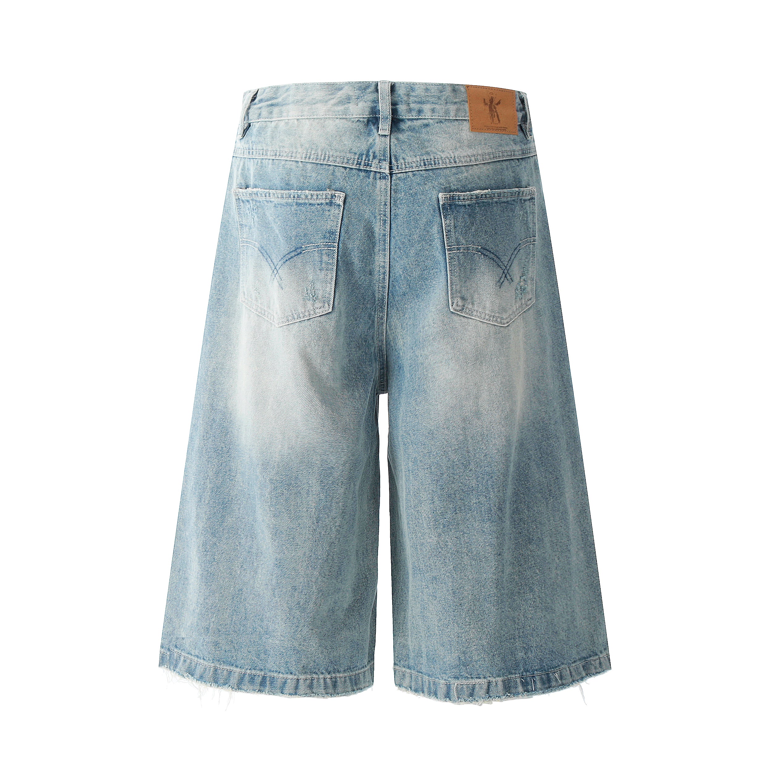 Distressed Wide-Leg Shorts | Ripped Washed Denim