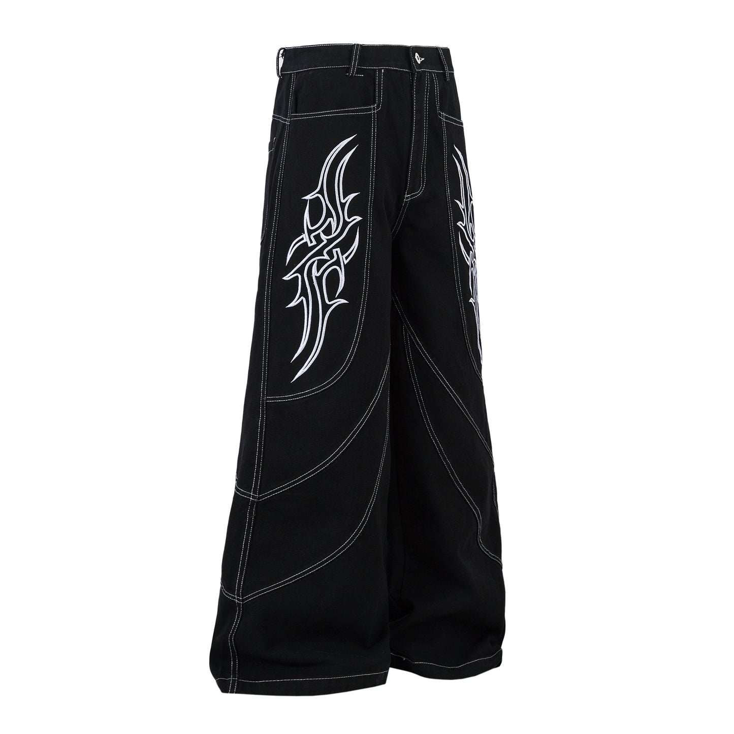 Embroidered Flame | Baggy Jeans - Santo 