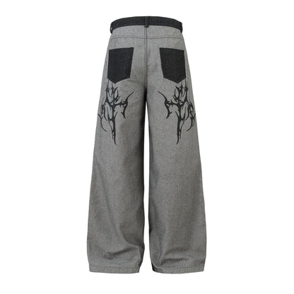 Tribal Flame Print | Baggy Jeans - Santo 