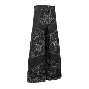 Cracked Panel Washed | Wide Jeans - Santo 