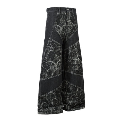 Cracked Panel Washed | Wide Jeans - Santo 