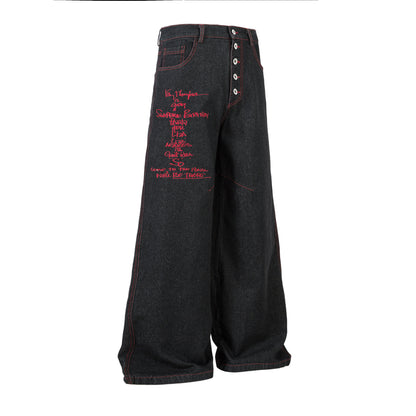 Iron Cross Embroidered | Baggy Jeans - Santo 