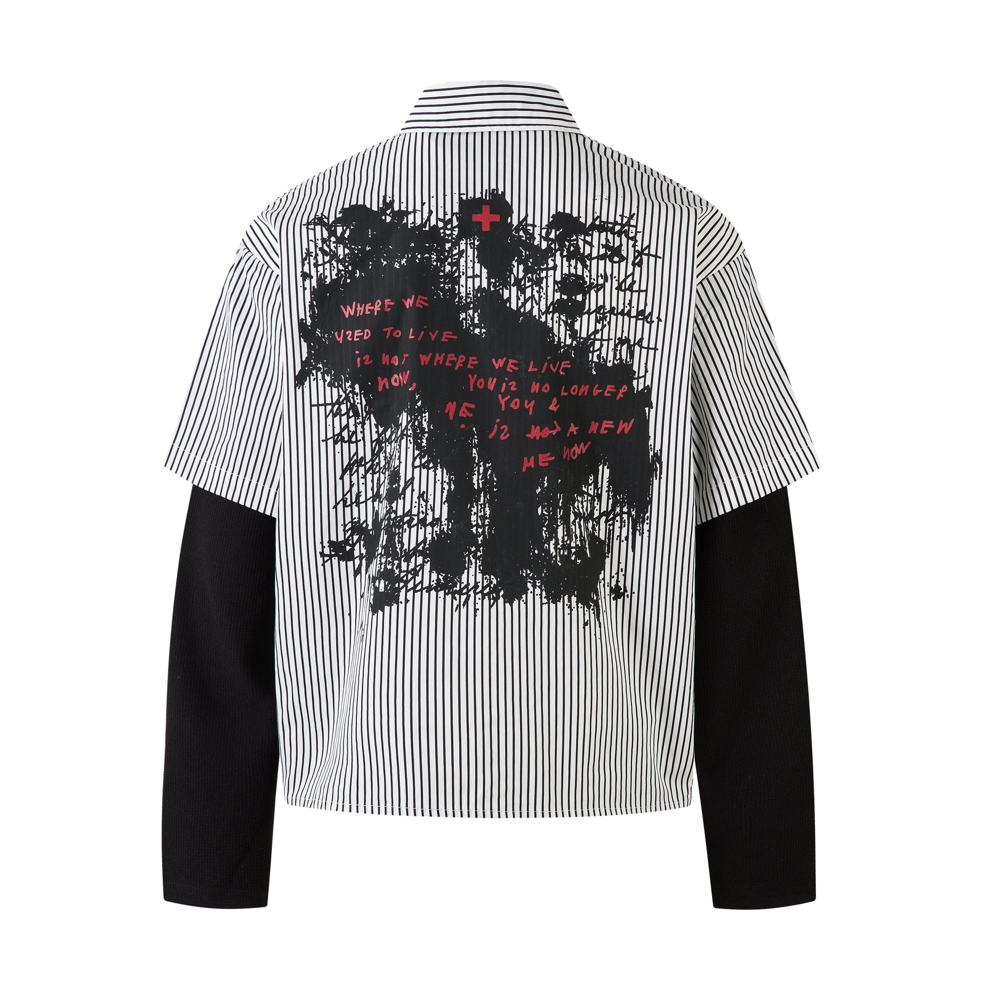 Graffiti Print Layered | Striped Sweatshirt - Santo 