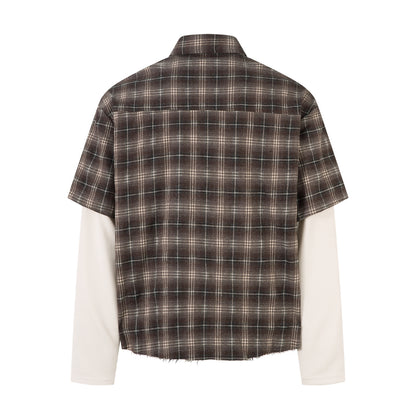 Vintage Plaid Contrast | Layered Sweatshirt - Santo 