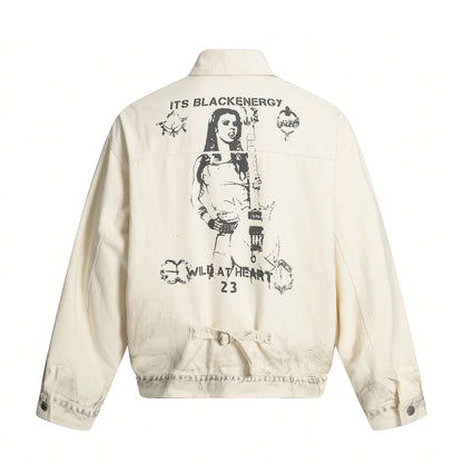 Distressed Washed Graphic | Street Jacket - Santo 