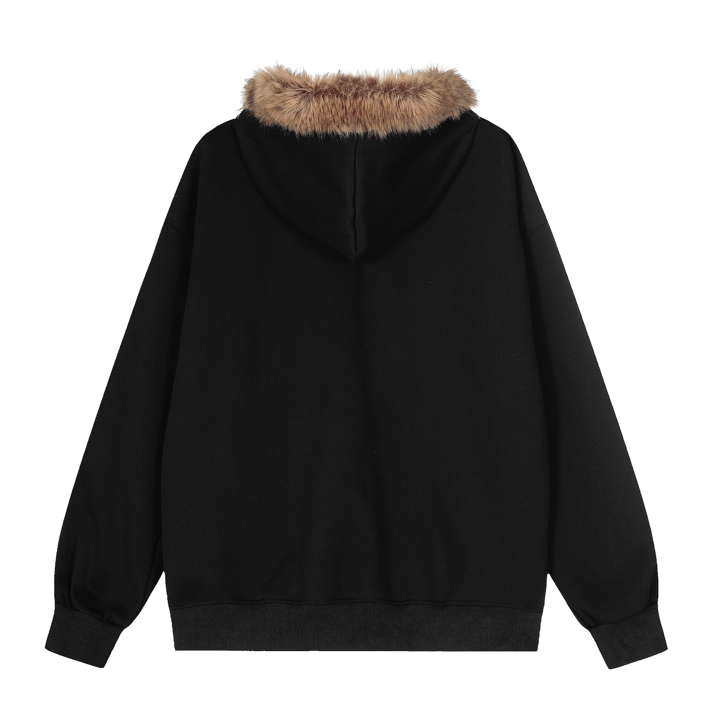 Graffiti Print Faux Fur | Zip Up Hoodie - Santo 