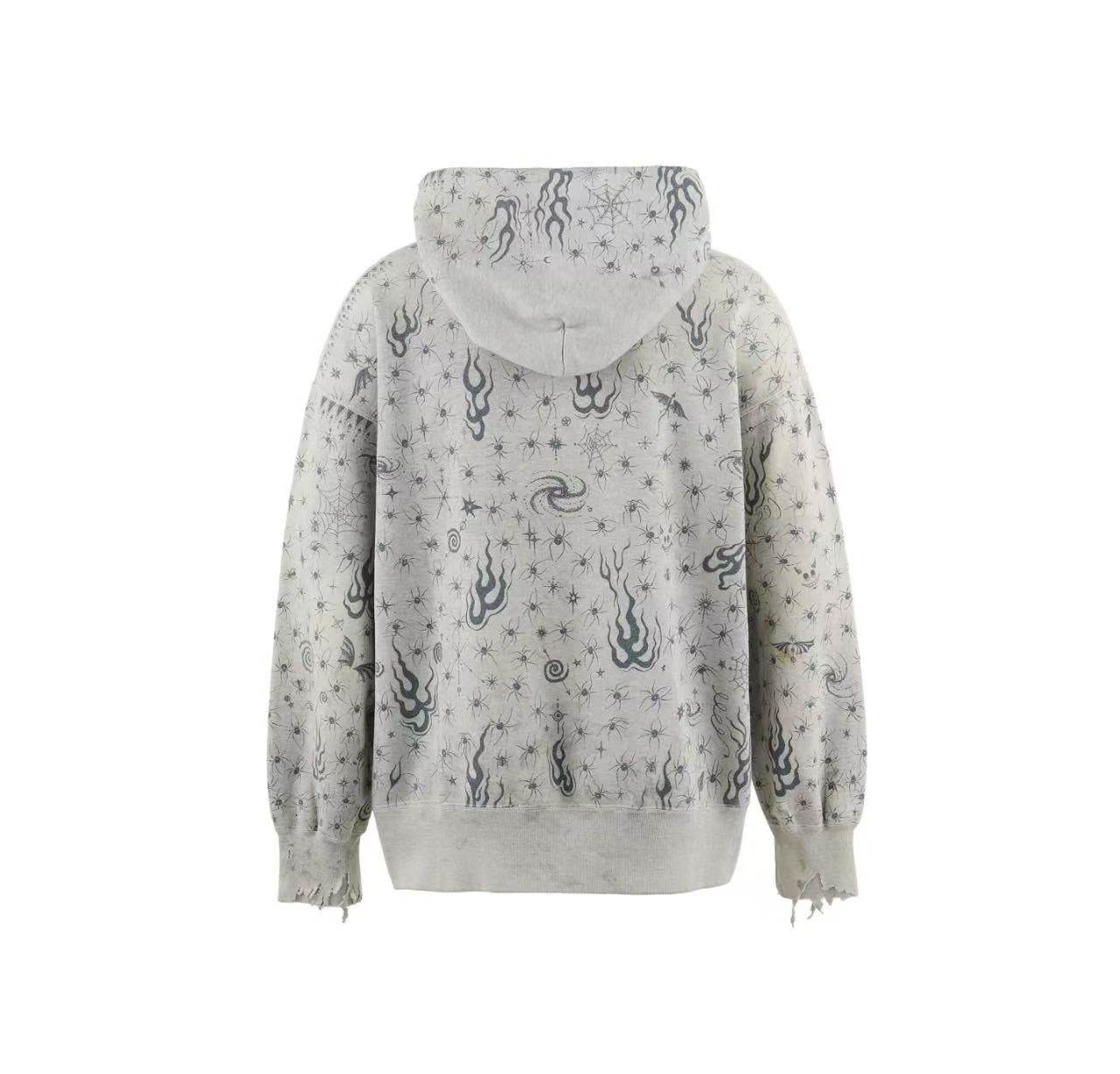 Mystic Burnout Print | Distressed Hoodie - Santo 