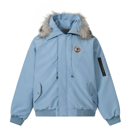 Fur-Trimmed Badge | Hooded Winter Puffer