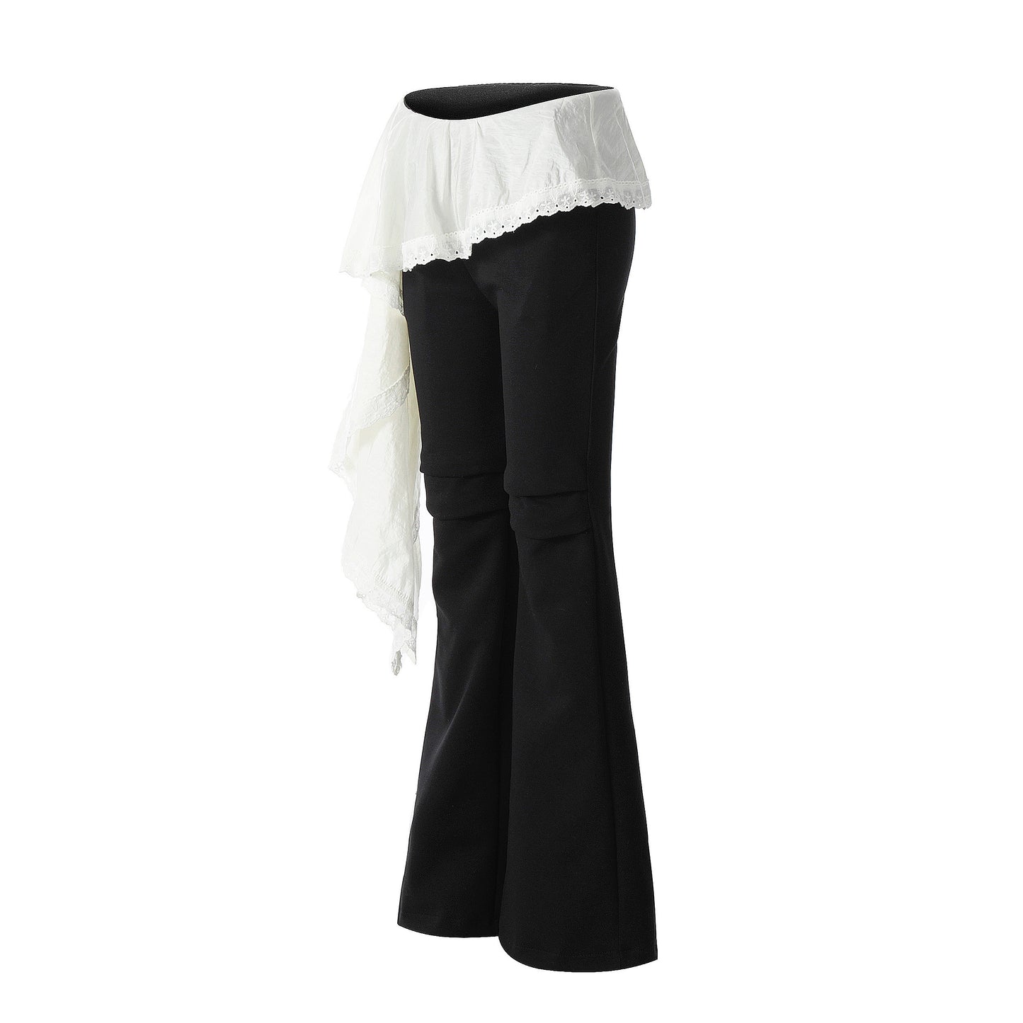 Asym Draper | Flared Pants with White Draped Skirt Layer