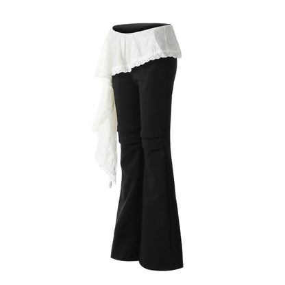 Asym Draper | Flared Pants with White Draped Skirt Layer