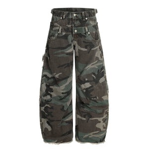 Phantom Camo | Layered Waist Baggy Cargo Pants