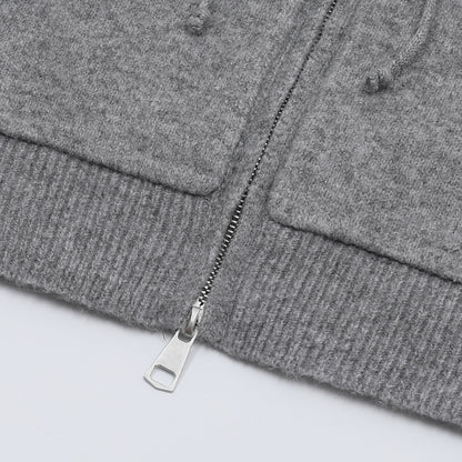 Offtrack Zip | Off-Shoulder Knit Hoodie