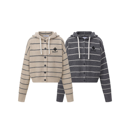 Stripe Hoodie | Button-Up Knit Cardigan