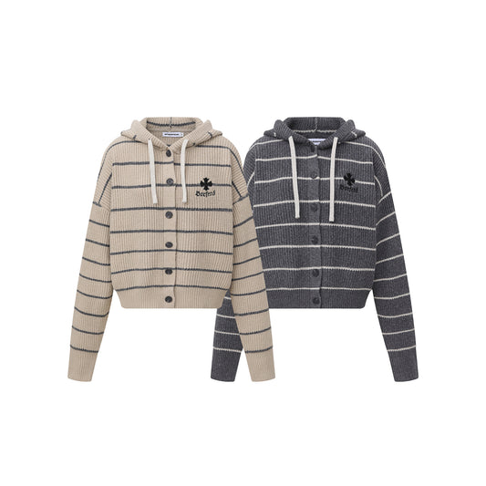 Stripe Hoodie | Button-Up Knit Cardigan