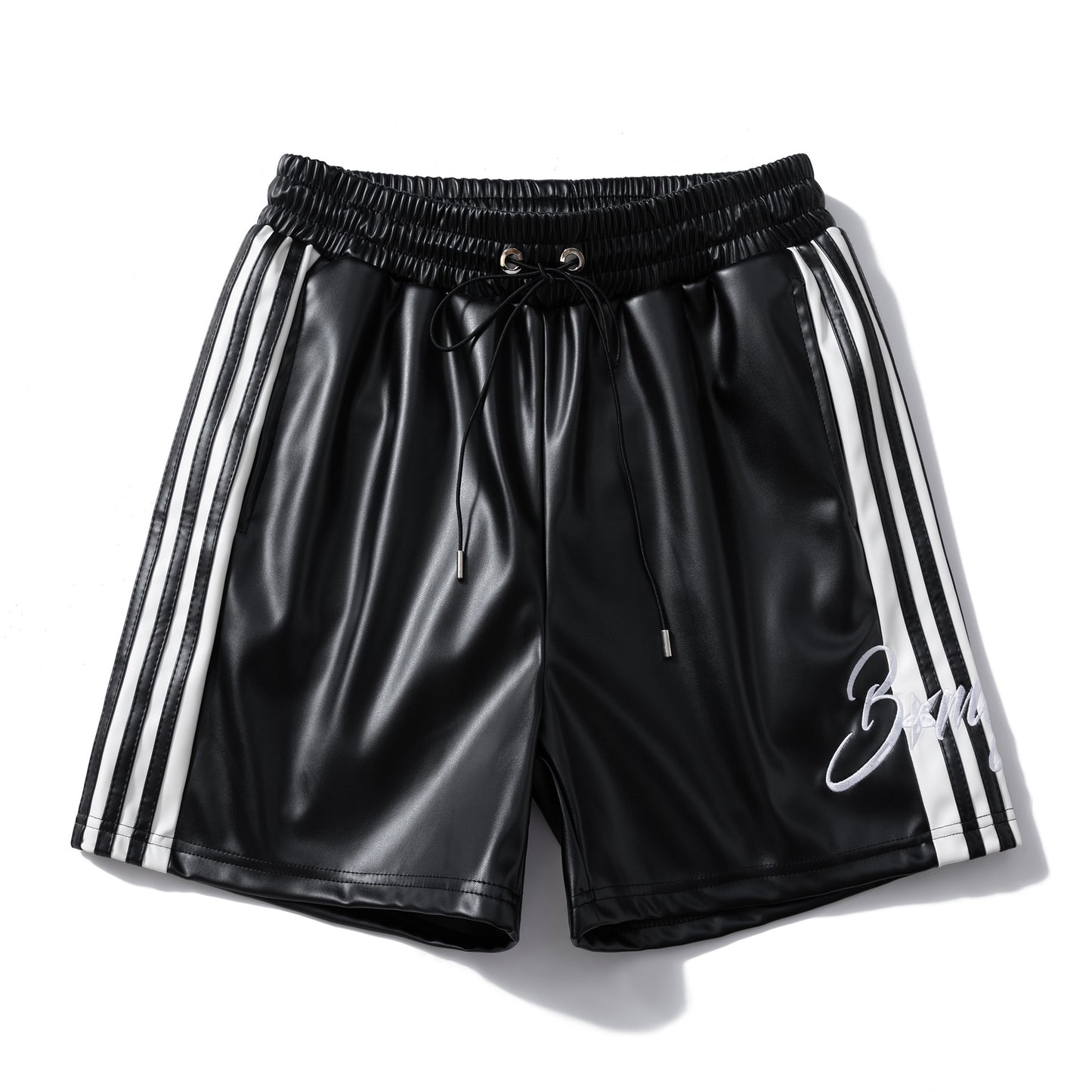 Striped Racing Faux-Leather Shorts - Santo 
