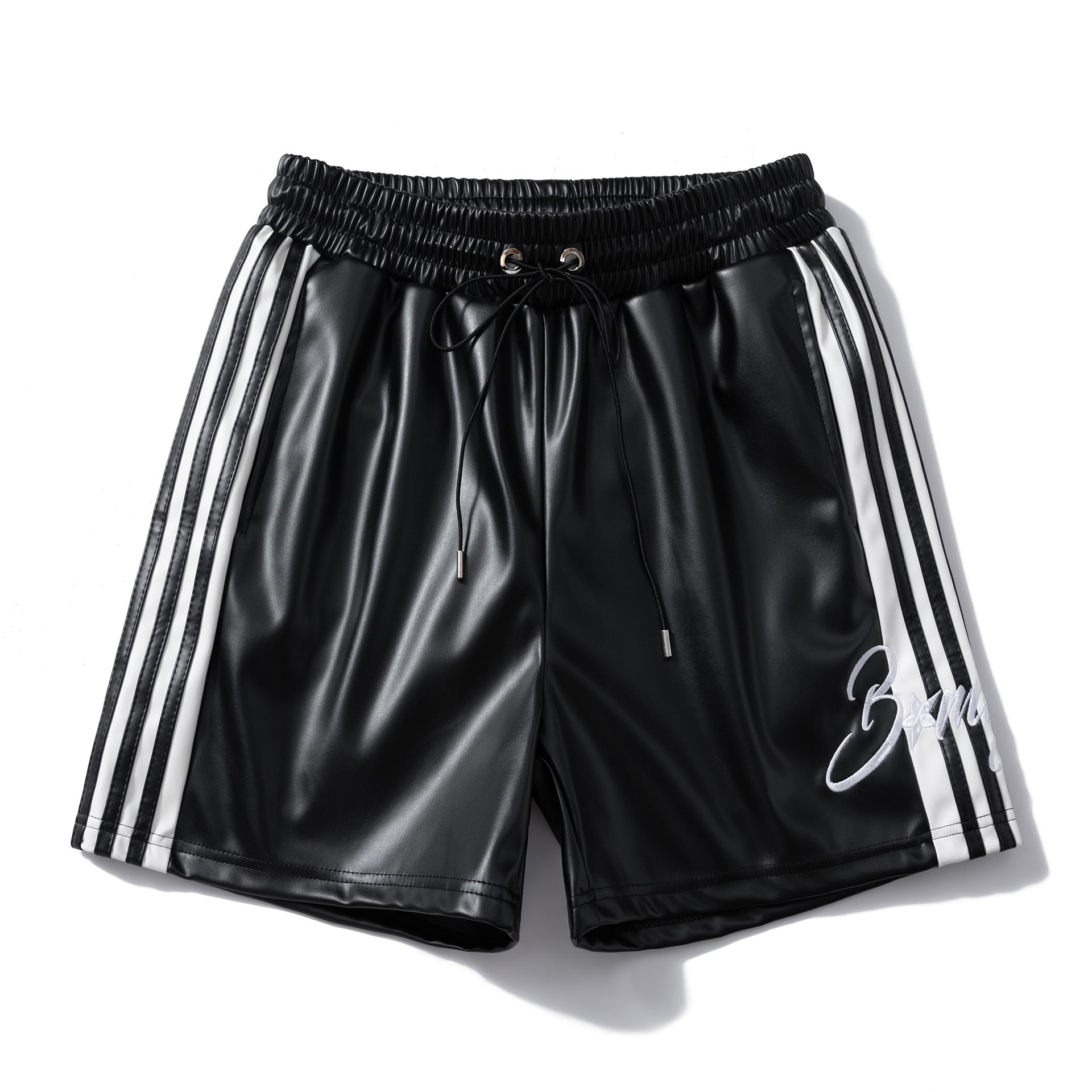 Striped Racing Faux-Leather Shorts - Santo 