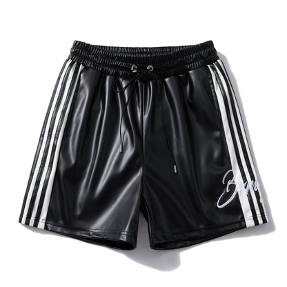 Striped Racing Faux-Leather Shorts - Santo 