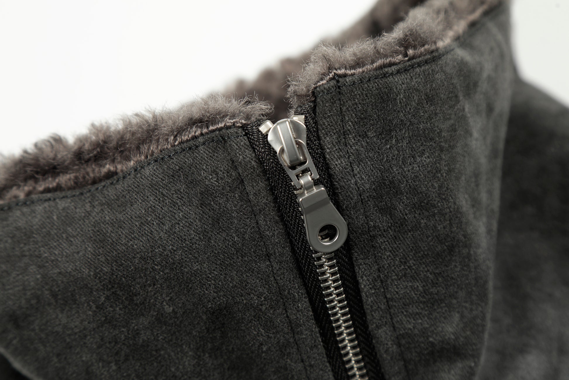 Vintage Distressed Pleated Shearling Collar Fleece Jacket - Santo 