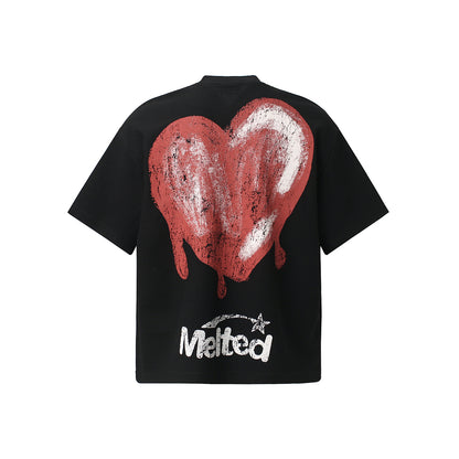 Skeleton & Melted Heart Graphic Waffle Knit T-Shirt