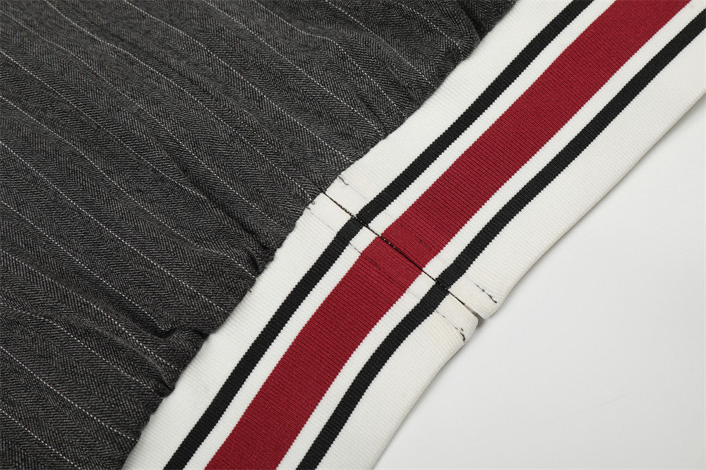 Pinstripe Vertical Embroidery Track Jacket