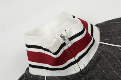 Pinstripe Vertical Embroidery Track Jacket