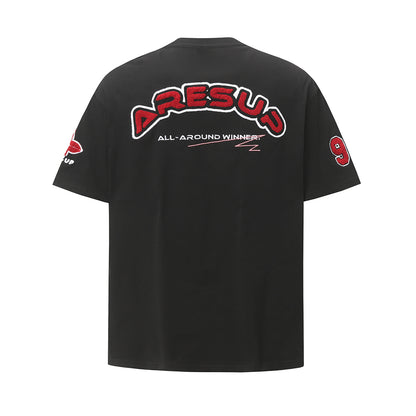 Retro Motorcycle Style Patch Embroidered T-shirt