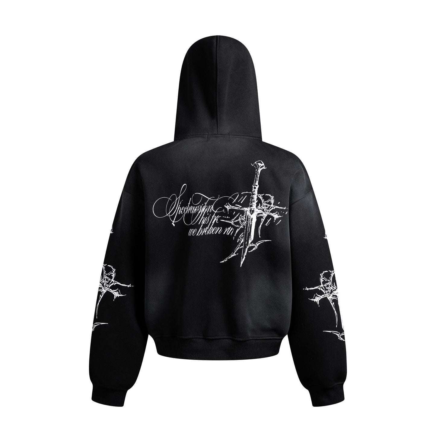 Street Wasteland Washed Cross Print Zip Up Jacket - Santo 
