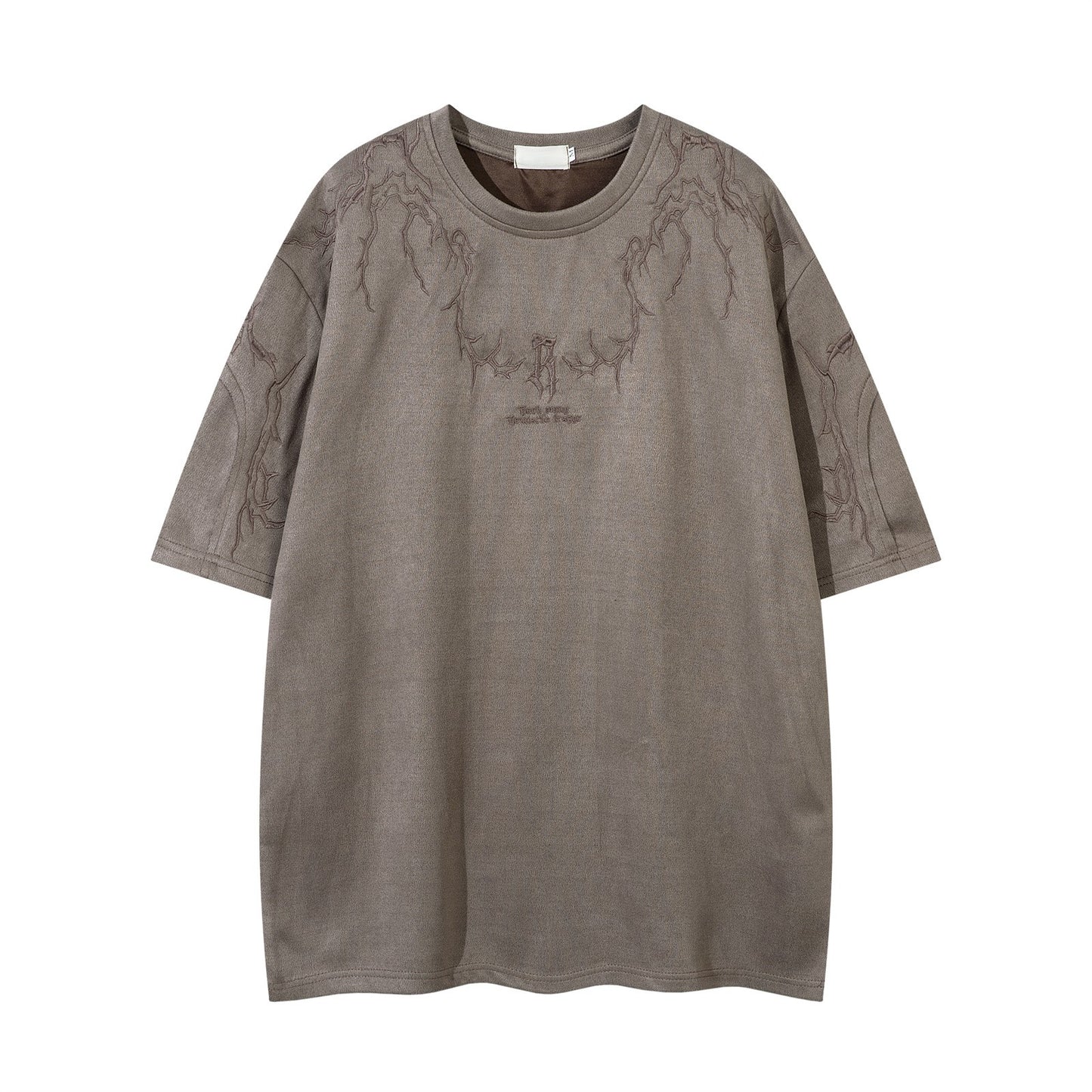 Thorn Embroidery Suede T-Shirt