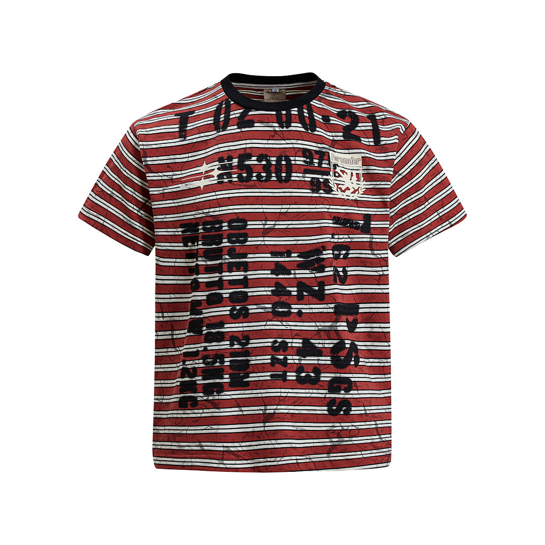 Grunge Striped Distressed Graphic T-Shirt