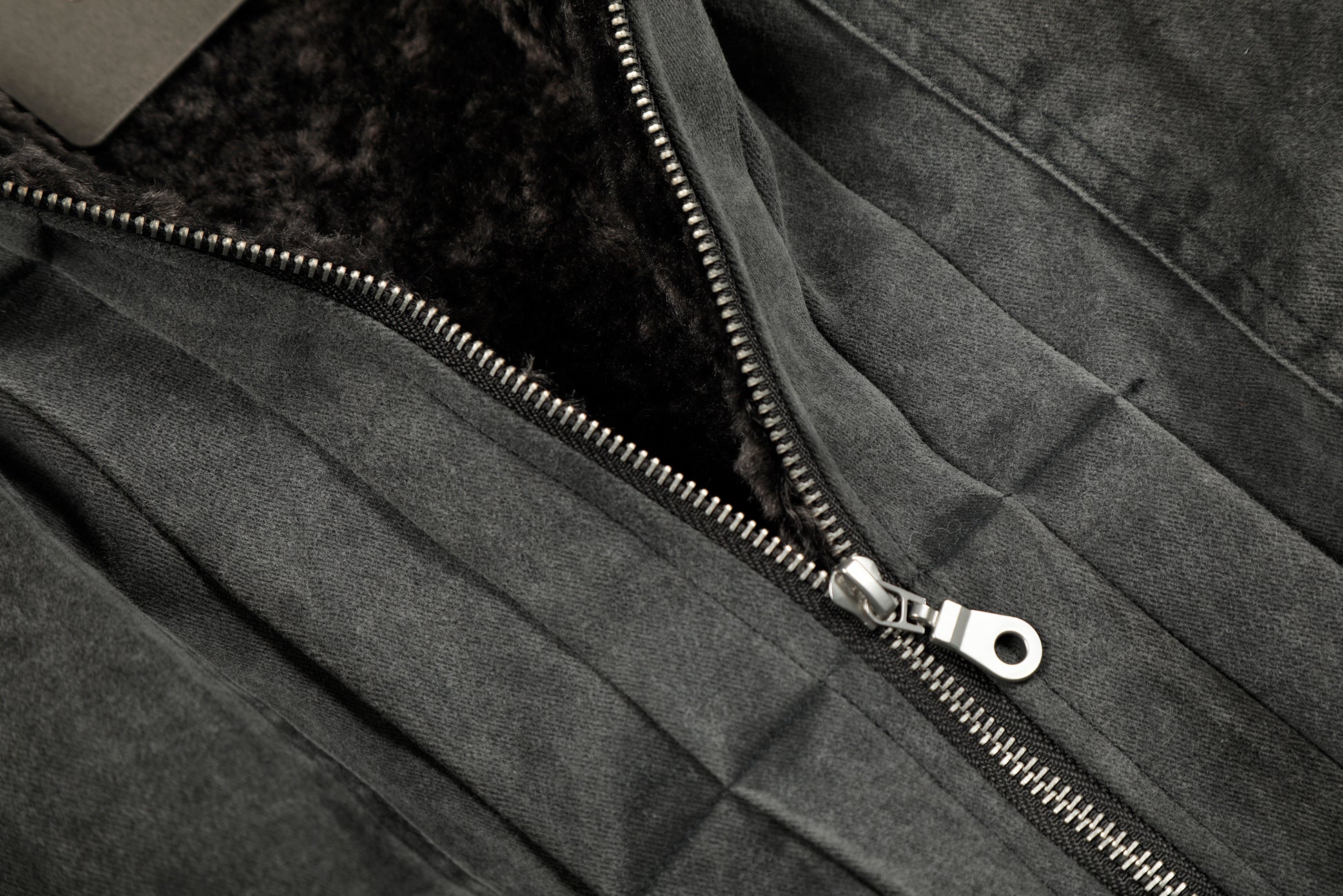 Vintage Distressed Pleated Shearling Collar Fleece Jacket - Santo 