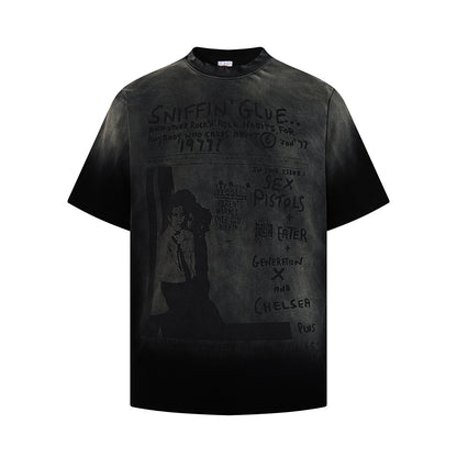 Washed Graphic Print Cotton T-Shirt