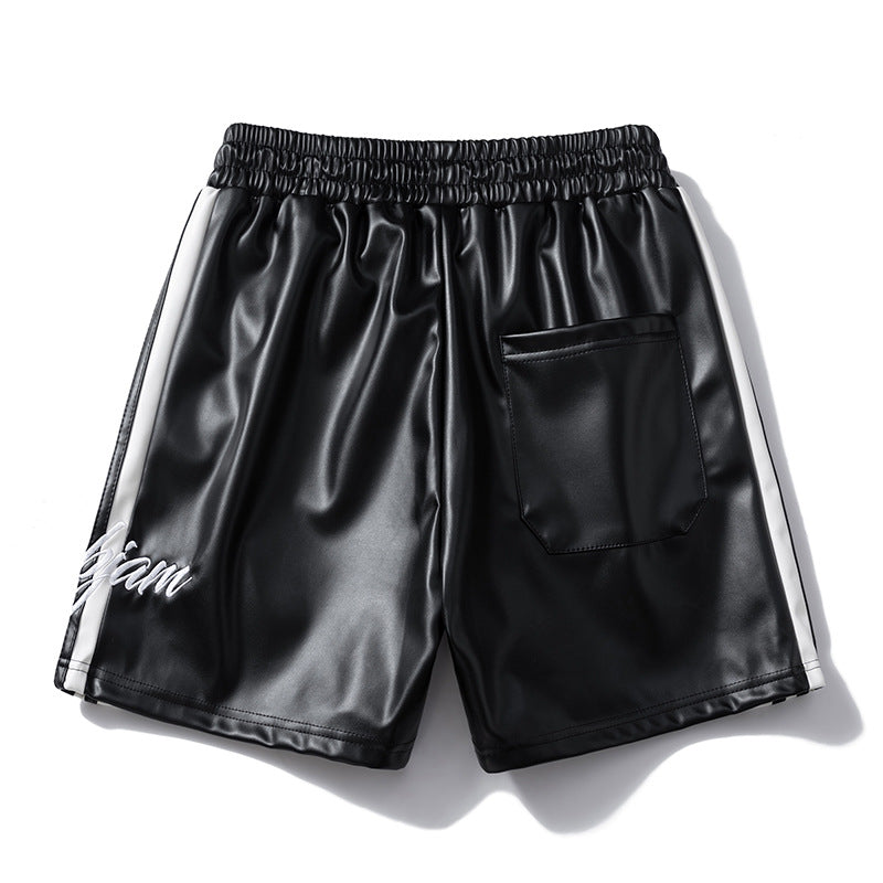Striped Racing Faux-Leather Shorts - Santo 