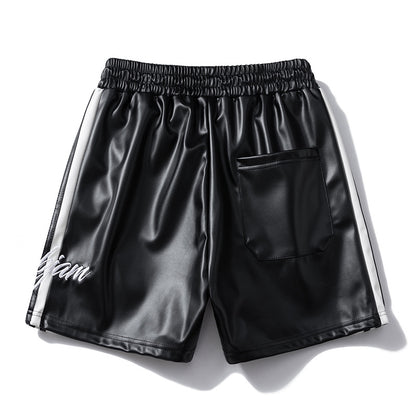 Striped Racing Faux-Leather Shorts - Santo 