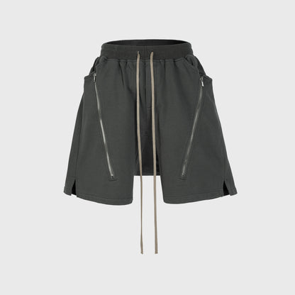 Retro Functional Zipper Slit Jort