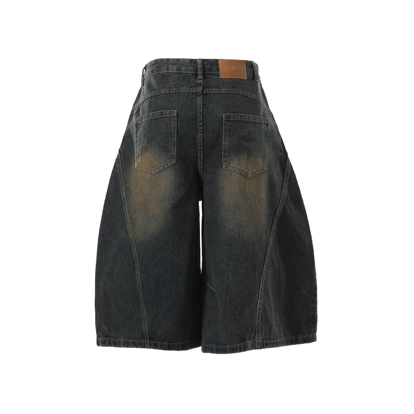 Curved Silhouette 3D Paneled Denim Shorts - Santo 