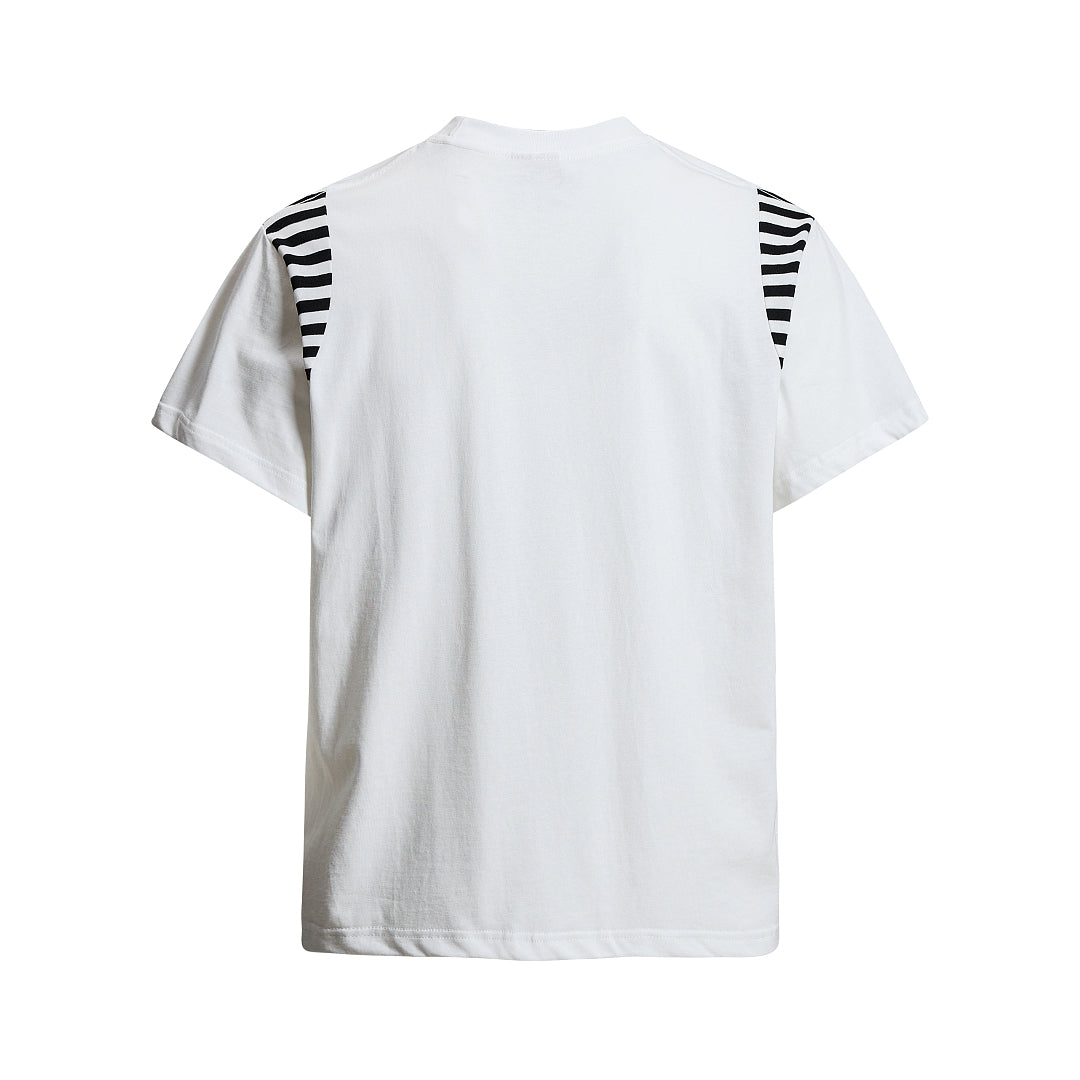 Streetwear Script Print Striped Patchwork T-Shirt