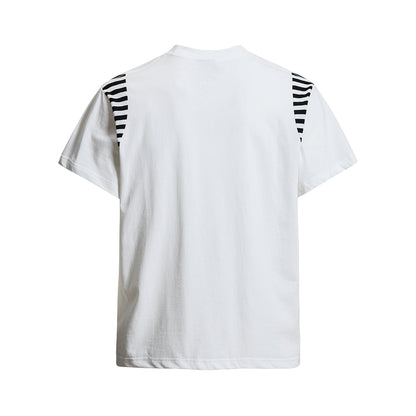 Streetwear Script Print Striped Patchwork T-Shirt