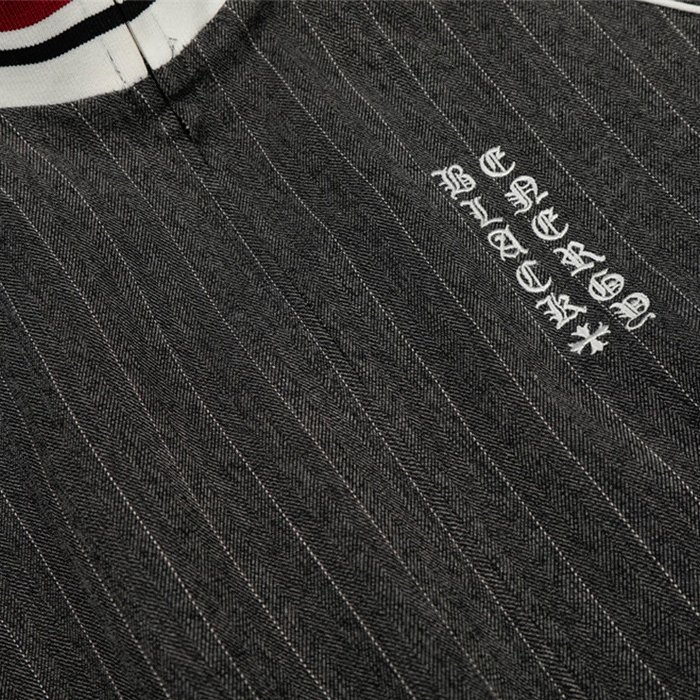 Pinstripe Vertical Embroidery Track Jacket