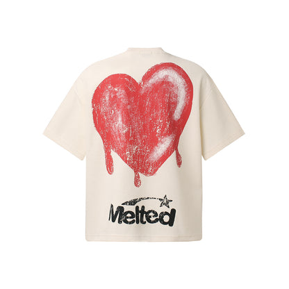 Skeleton & Melted Heart Graphic Waffle Knit T-Shirt