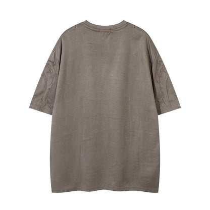 Thorn Embroidery Suede T-Shirt