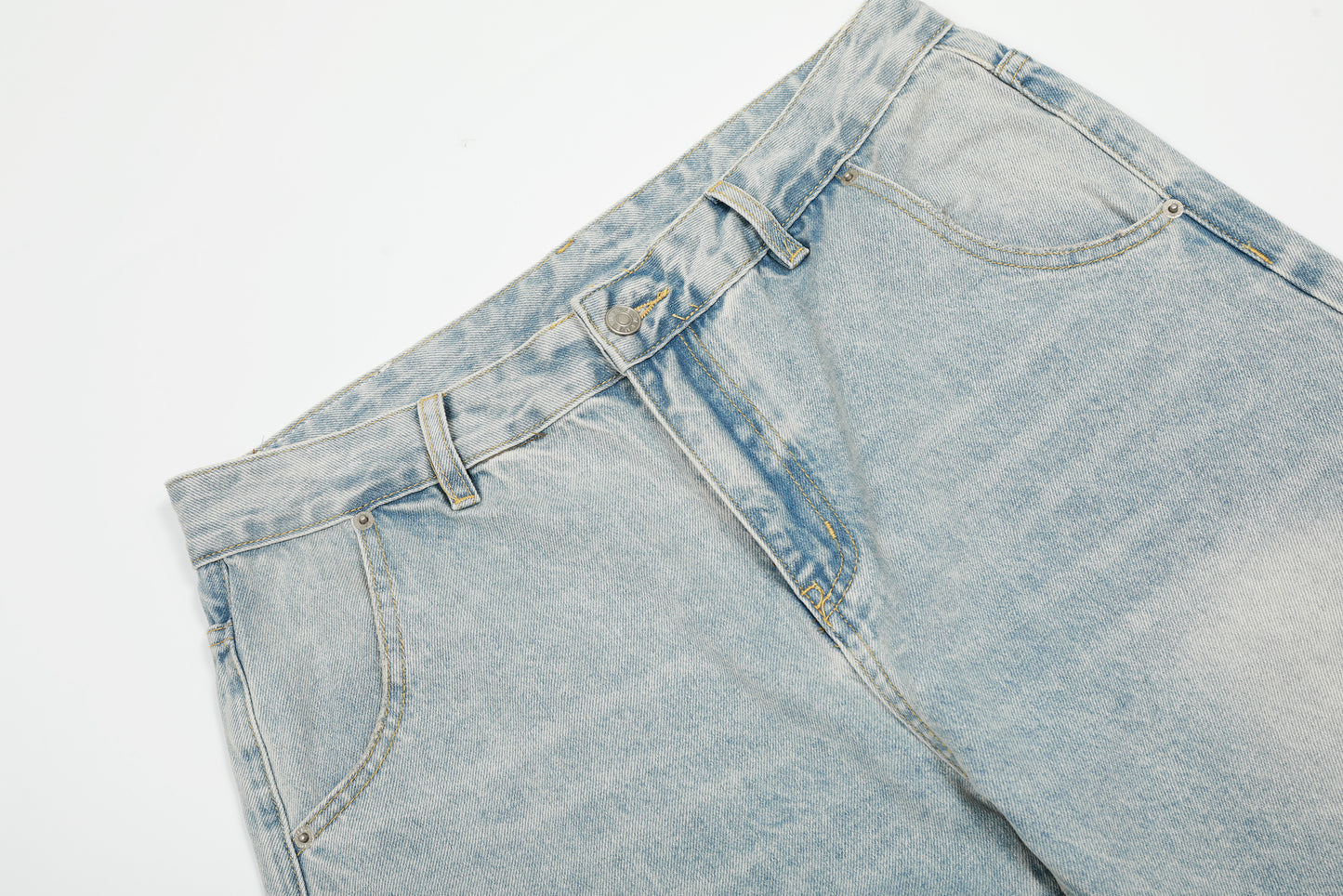 Denim Washed Distressed Barrel Jeans