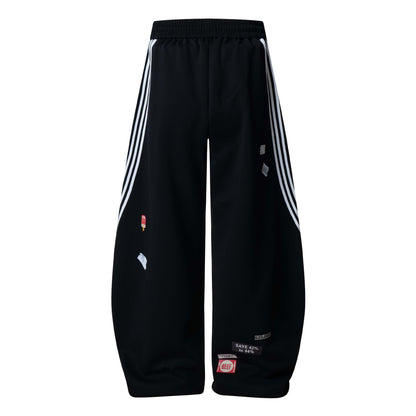 Street Patterned Striped Barrel Casual Pants