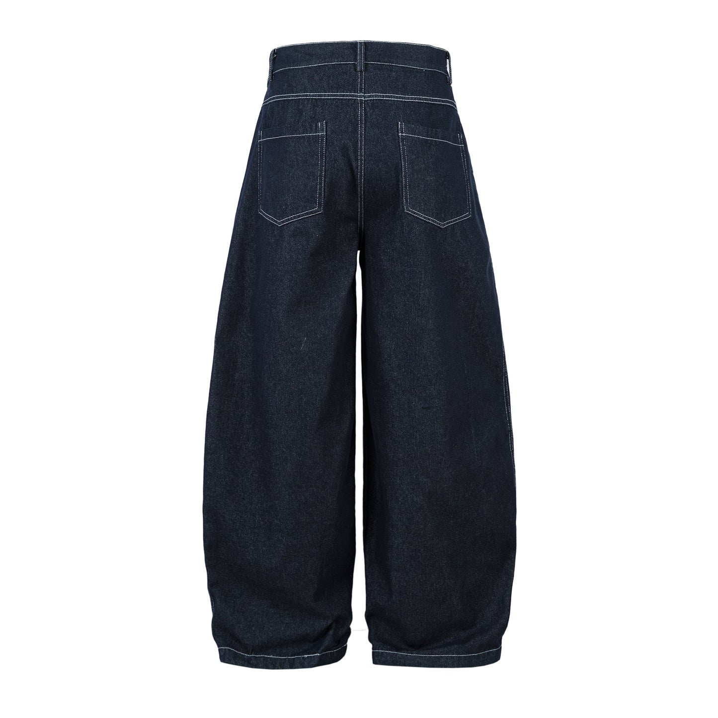 Deconstructed Contrast Stitching Pleated Baggy Barrel Jeans